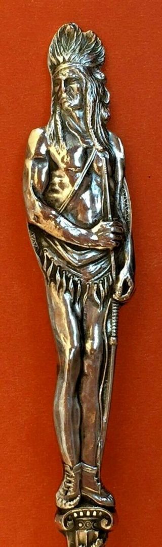 Stunning Figural Indian Chicago Illinois Sterling Silver Souvenir Spoon