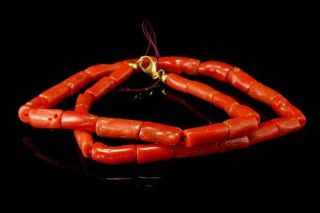 Vintage Chinese Natural Red Coral Long Beads Necklace D116 - 02