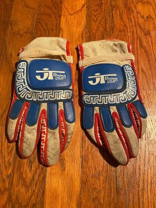 Vtg Pair Jt Racing Usa Motocross Mx Racing Leather Gloves