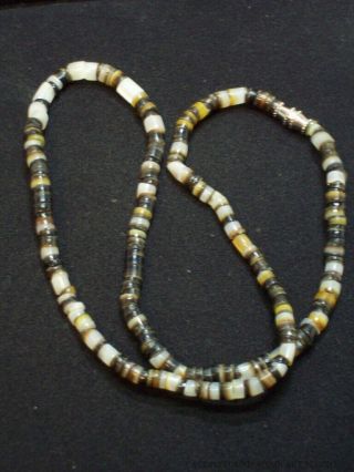 Southwestern Heishi Necklace Shell Beads Brown White Vintage Retro Boho 70s