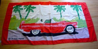 Red Ford Thunderbird T Bird 1957 Vintage Bath Beach Towel A La Carte 30x55 "