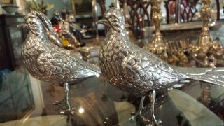 365g Stuning Sterling Silver Set 2 Pheasants Perfect Detail Carving