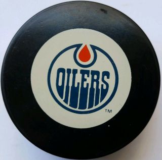 Vintage Edmonton Oilers Nhl Inglasco Official Hockey Puck Made In Czechoslovakia