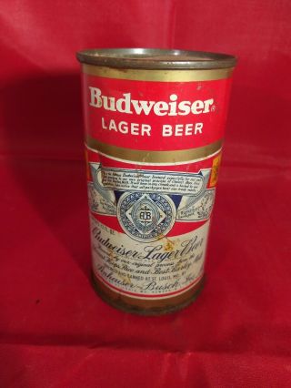Budweiser Lager Beer Vintage Flat Top Red & Gold Empty Can Alabama Stamp 1 Cent