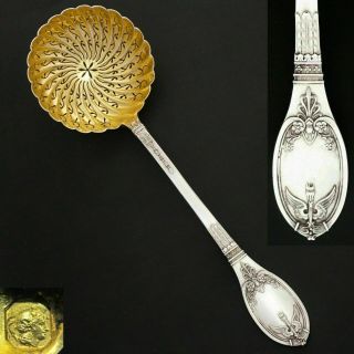 Lapparra Antique French Sterling Silver Vermeil Sugar Sifter Spoon Baron Gerard
