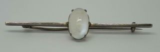 Antique Sterling Silver Arts & Crafts Oval Moonstone Cabuchon Brooch C1900