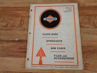 Vintage 1970 Windsor Price List Bars Sprockets Saw Chain & Accessories Chainsaw