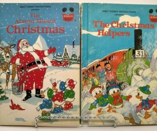 2 Vintage Disney Books Wonderful World Of Reading Huey,  Dewey & Louie Christmas