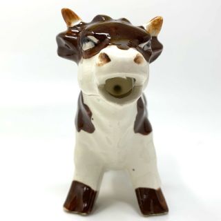 Vintage Cow Ceramic Creamer Brown And White Spots Udders Anthropomorphic