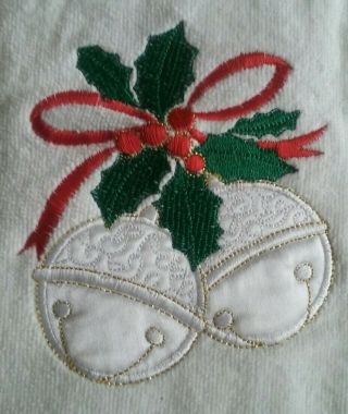 Nos 3 - Pc Vintage Christmas Cotton Terry Cloth Bath Hand Towel Set