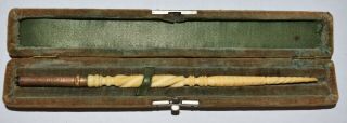 Vintage Victorian American Pencil Co Hand Carved Dip Pen With Velvet Box