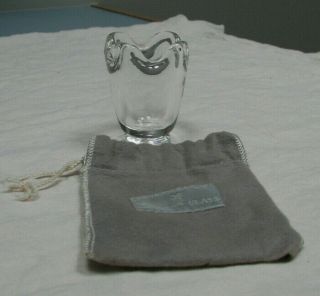 Vintage Signed Steuben Glass 3 " Ruffled Bud Vase