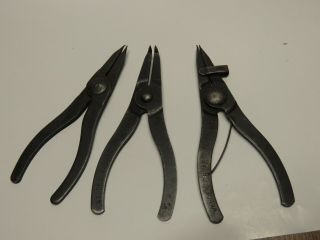 Set Of 3 Waldes Truarc Snap Ring Pliers Vtg Mechanics Tools No 2,  21,  22