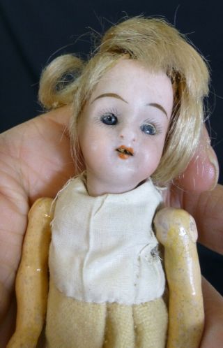 Tiny 4 " - K R German Antique Doll With Body,  Old Doll 1900s