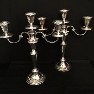 Pair Gorham Sterling Silver Candelabra Candlesticks -