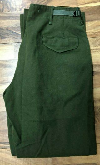 Vtg Us Army Green M - 1951 Wool Field Trousers Button Fly Pants Mens Med 32 X 33