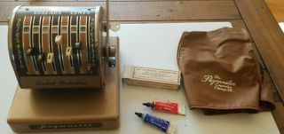 Vintage Paymaster Series X - 550 Check Writer Stamping Machine W/ Key & Cover