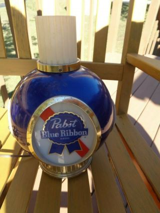 Vintage " Pabst Blue Ribbon Beer " Lighted Globe Sconce Bar Sign - Wall Light