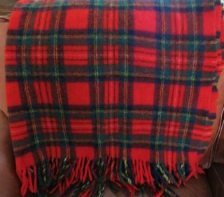 Vtg Pendleton 100 Wool Blanket Throw 67 X 45 Red Green Blue Tartan Plaid