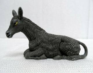 Vintage Gray Donkey Nativity Animal Stamped Italy Plastic Resin 3.  5 " Tall