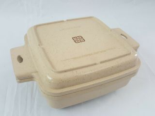 Vintage Littonware 1 Quart Casserole Dish Square Divided Lid Microwaveable