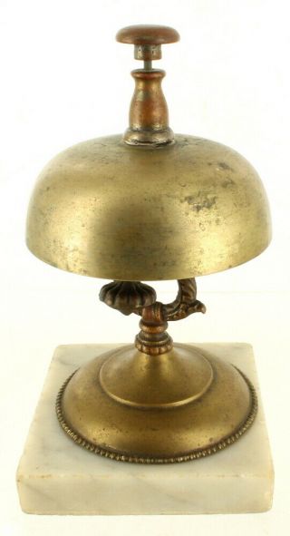 Antique Bradley & Hubbard Brass Call Bell Marble Base Complete Vict 1863
