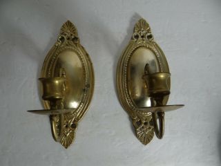 Vintage Decorative Pair Solid Brass Wall Sconces Candle Holders Taiwan