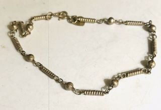 Vtg Sterling Silver 925 Spring Chain Ankle Anklet Bracelet 9” Unique