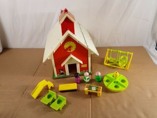 Vintage 1971 Fisher Price Little People School House With Accessories