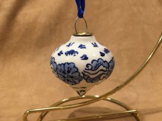 Vintage Delft Blue Hand Painted Ceramic Christmas Ornament Signed Arliba & Dated