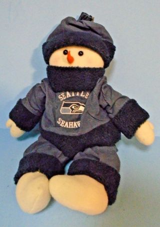Vintage Nfl Seattle Seahawks Snowman Bean Bag Bottom Doll 26 " X 15 "