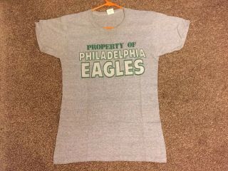 Rare Vtg 70s Property Of Philadelphia Eagles Bill Bergey Thin Football T - Shirt M