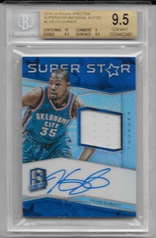2015 - 16 Spectra Kevin Durant Superstar Material On - Card Auto 