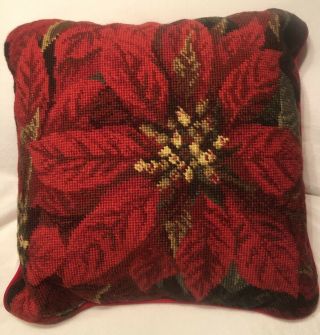 Imperial Elegance Needlepoint Accent Pillow Christmas Vintage Wool 14 " X 14 "