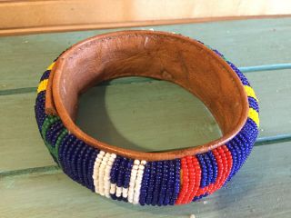 Vintage African Beaded Bracelet,  Cuff Style