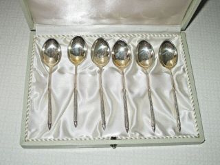 Vintage Set Of 6 Demitasse 4 " Spoons By W.  S.  Sorensen - Sterling Silver Danish