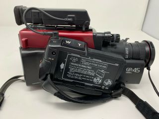 VINTAGE JVC GR - 45E VIDEO MOVIE CAMCORDER VHS - C w/ BATTERY,  CARRY CASE,  CHARGER 3
