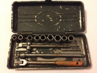 Vtg Craftsman 1/4 " Drive H & Be Series Socket Set With Metal Box - Made In Usa