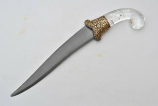 Indo Persian Mughal Ottoman Rajput Sikh Rock Crystal Gold Koftgari Wootz Dagger