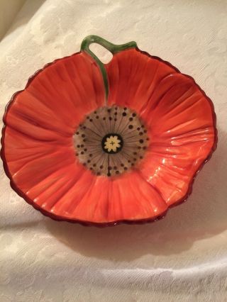 Vintage Clay Art “poppies” Hand Painted So.  San Francisco 1999