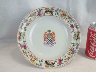Fine 19th C Chinese Porcelain Canton Famille Rose English Armorial Plate