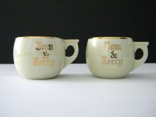 Vintage 1950s Almond And Gold Tom And Jerry Espresso Cups