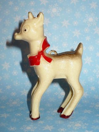 Vtg Christmas Hard Plastic Rudolph The Red Nosed Reindeer Figurine Ornament 3