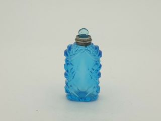 Victorian Silver Mounted Blue Glass Scent Perfume Bottle