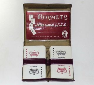 Orig 1959 Vintage Royalty Word Game Playing Cards S.  J.  Miller