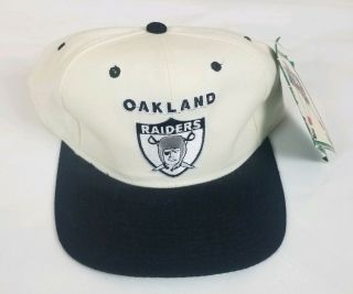 Nwt Vintage Oakland Raiders Logo Shield White Starter Wool Snapback Hat Cap
