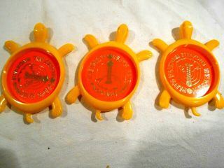 3 - Vintage 1982 World Fair Plastic Turtle Coasters 5 X 3