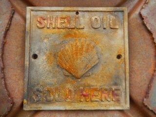 Vtg Shell Oil Co Cast Iron Lubster Heavy Plate Sign Gas Service Station Garage