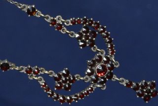 Antique Czech Bohemian Natural Rose Cut Garnet Silver 900 Necklaces Victorian