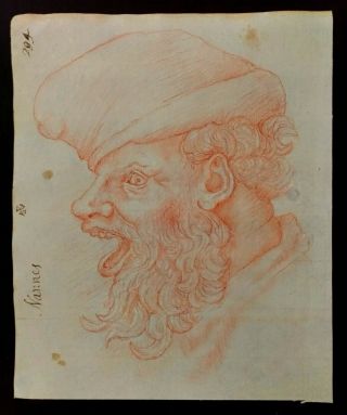 Old Master Drawing Antique Grotesque Handmade Laid Paper Michelangelo Buonarroti